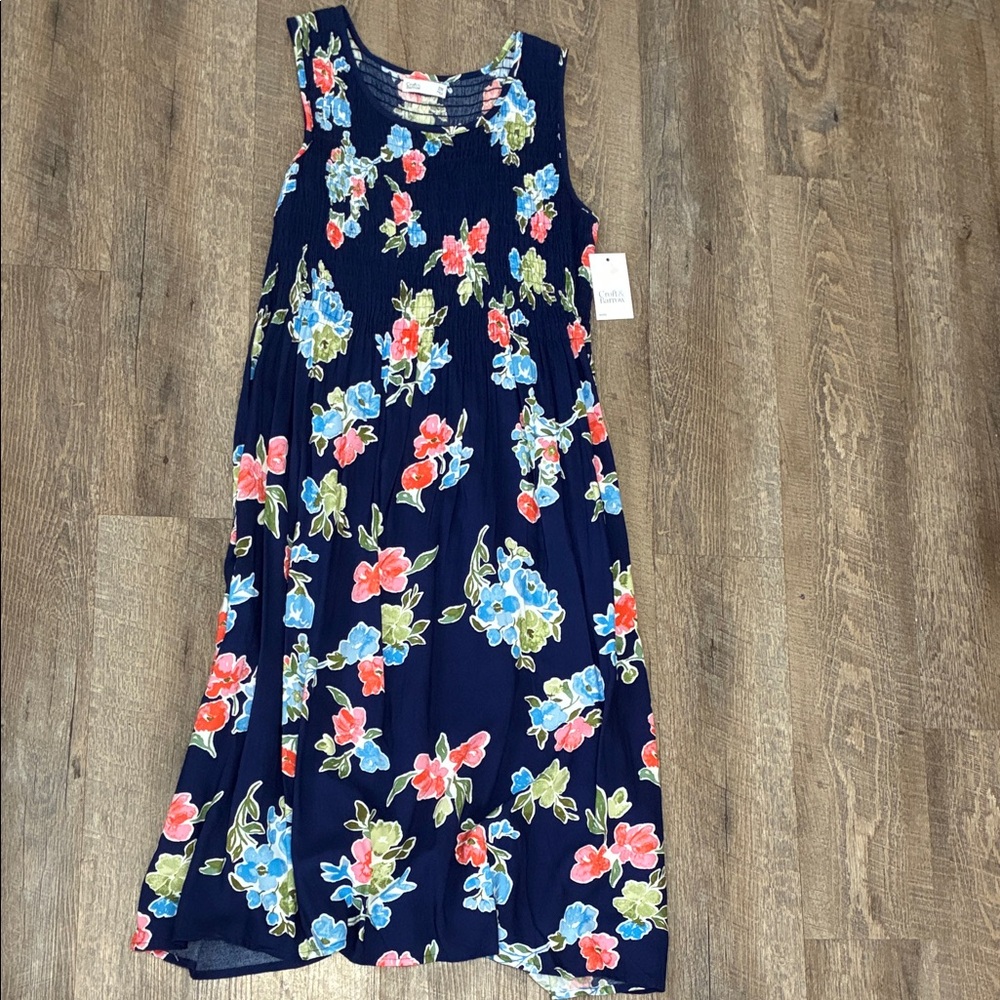 Croft & Barrow Navy Floral Casual Dress